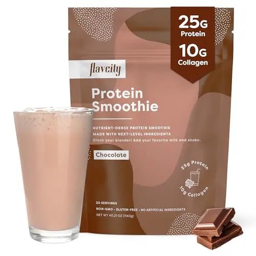 FlavCity Protein Powder Smoothie, Chocolate - 100% Grass-Fed Whey Protein Smoothie - TrustMedUSA