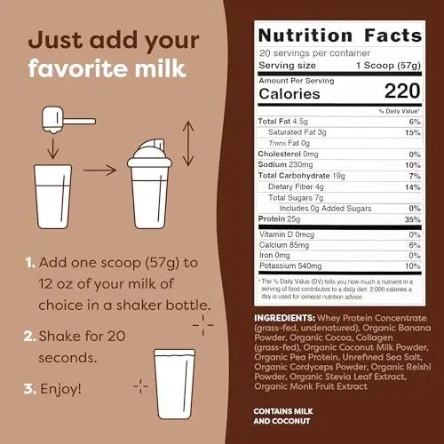 FlavCity Protein Powder Smoothie, Chocolate - 100% Grass-Fed Whey Protein Smoothie - TrustMedUSA