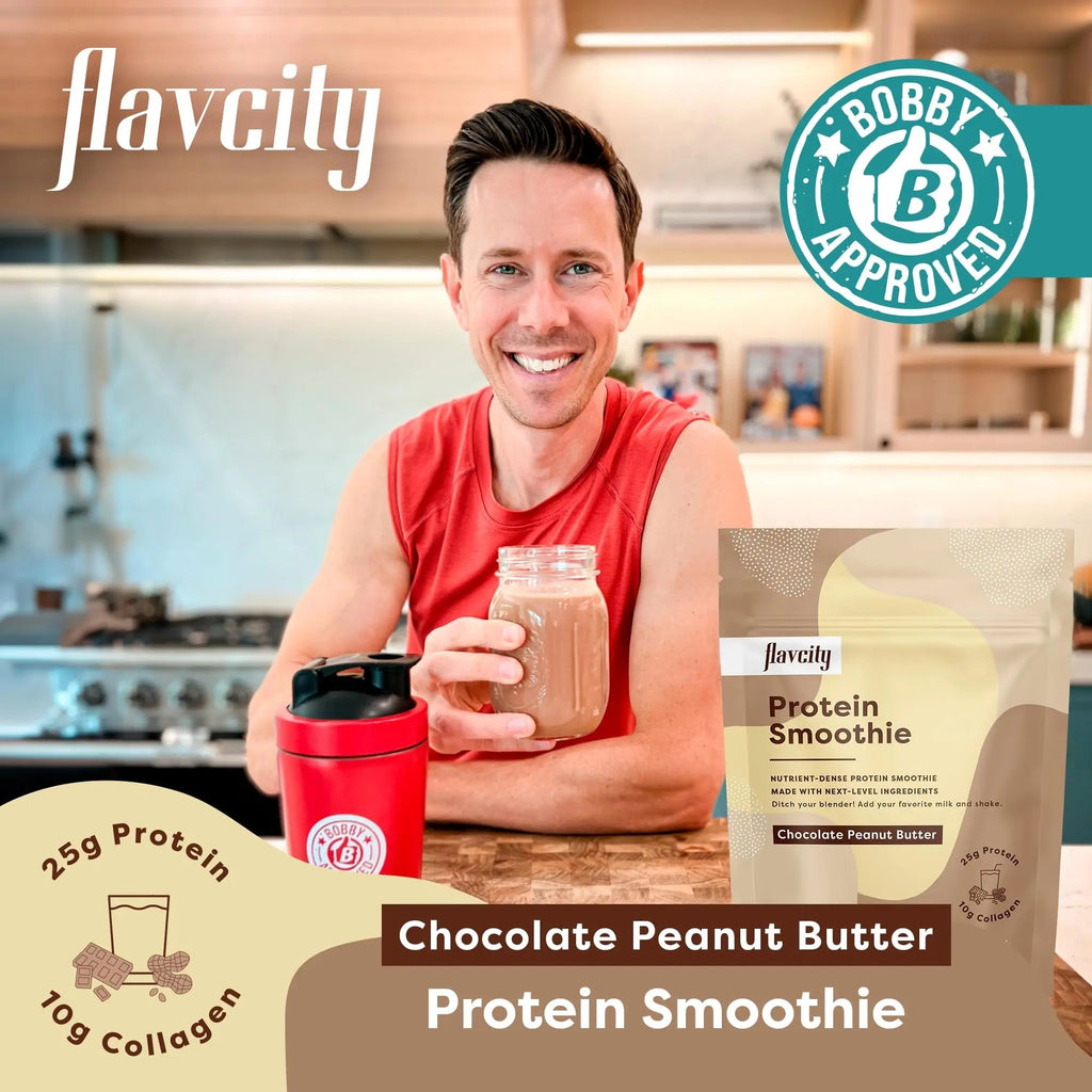 FlavCity Protein Powder Smoothie, Chocolate Peanut Butter - 100% Grass-Fed Whey Pro - TrustMedUSA