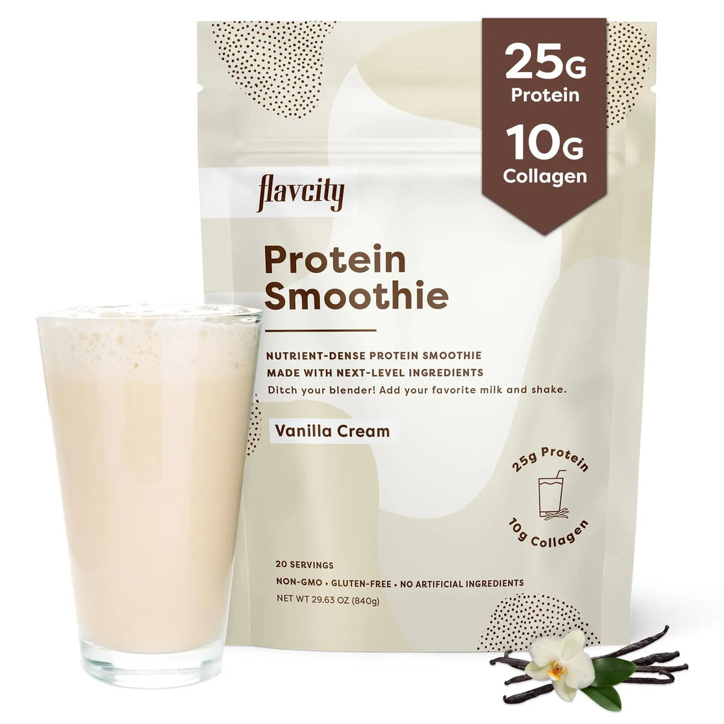 FlavCity Protein Powder Smoothie, Vanilla - 100% Grass-Fed Whey Protein - TrustMedUSA