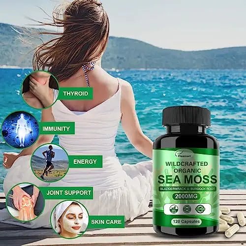 Fleamart 2 Pack Irish Sea Moss Capsules 120ct Raw Organic Sea Moss Wildcrafted Bladder - TrustMedUSA