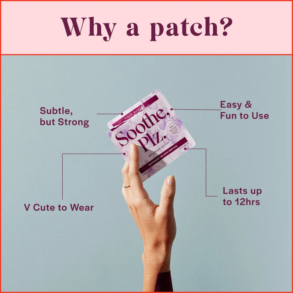 Fleur Marche Soothe, Plz. Botanical Patch - Muscle Recovery Patch with Peppermint Oil & Menthol - Post Night Out, Post Workout, or Daily Relief - Highly Bioavailable - 7 Patches - TrustMedUSA