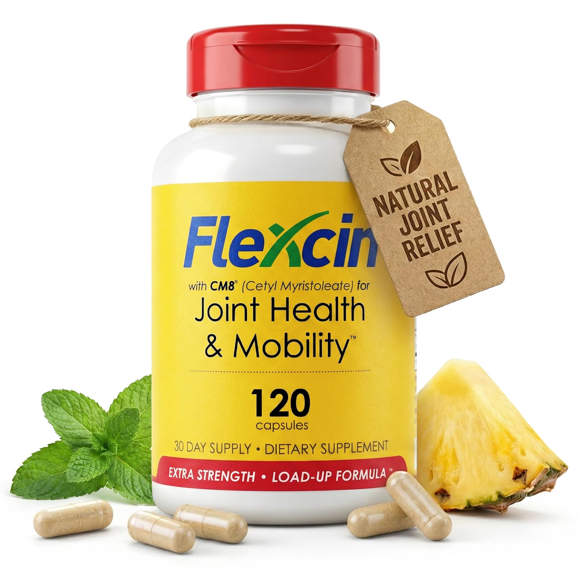 Flexcin Extra Strength Joint Formula with CM8 (Cetyl Myristoleate) - Joint Supplements for Men and Women with Glucosamine, MSM, Collagen Type II - 120 Capsules - TrustMedUSA