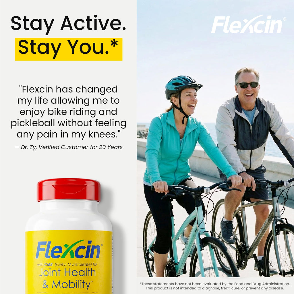 Flexcin Extra Strength Joint Formula with CM8 (Cetyl Myristoleate) - Joint Supplements for Men and Women with Glucosamine, MSM, Collagen Type II - 120 Capsules - TrustMedUSA