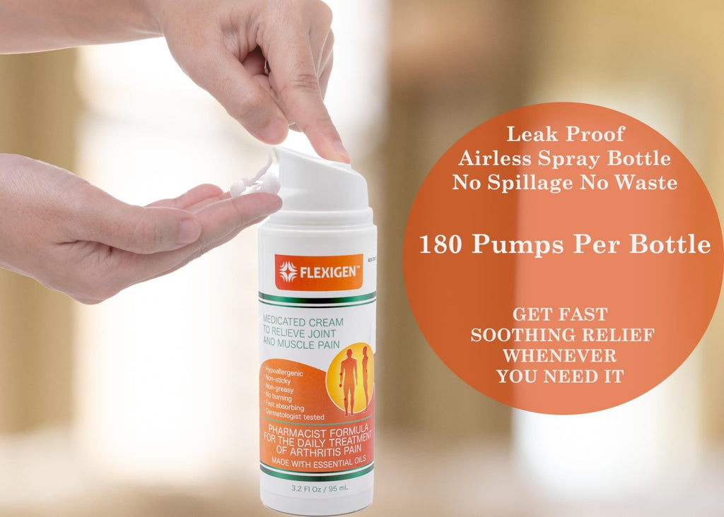 FLEXIGEN, Frankincense Pain Relief Cream Lotion– 3.2 oz Spray Pump – Natural Rub for Arthritis, Menthol Therapy Joint & Muscle Pain – Cooling Formula, Pleasant Scent – Topical OTC - TrustMedUSA