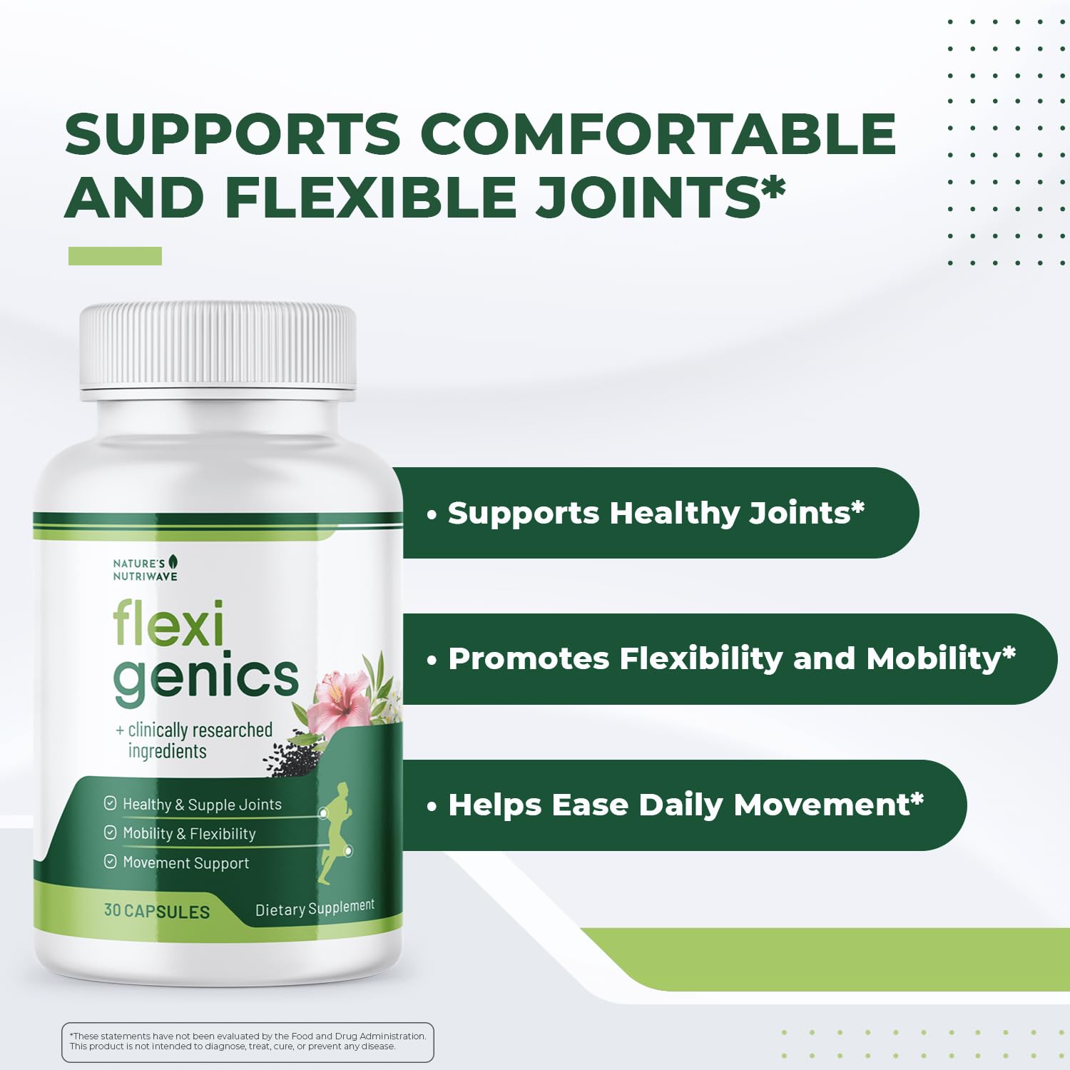 Flexigenics – Natural Support Formula with Green Tea Extract, Black Cumin Seed & Vitamin K2 – Non-GMO, Easy-to-Take – 30 Capsules, 1 Month Supply - TrustMedUSA