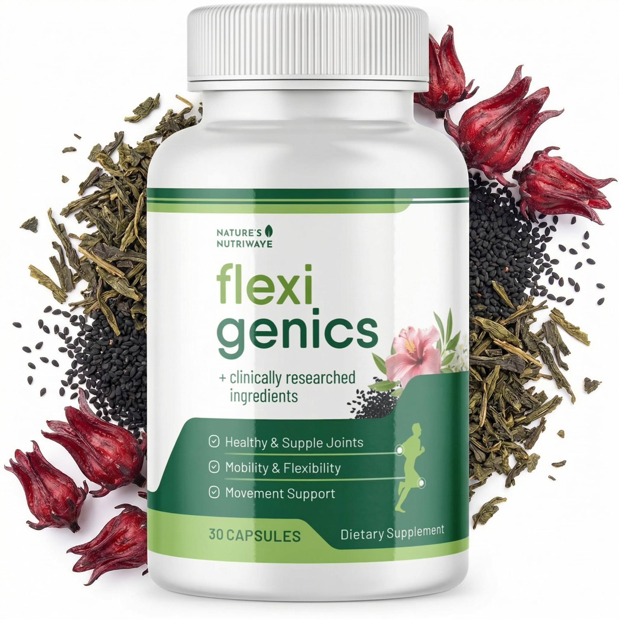 Flexigenics – Natural Support Formula with Green Tea Extract, Black Cumin Seed & Vitamin K2 – Non-GMO, Easy-to-Take – 30 Capsules, 1 Month Supply - TrustMedUSA