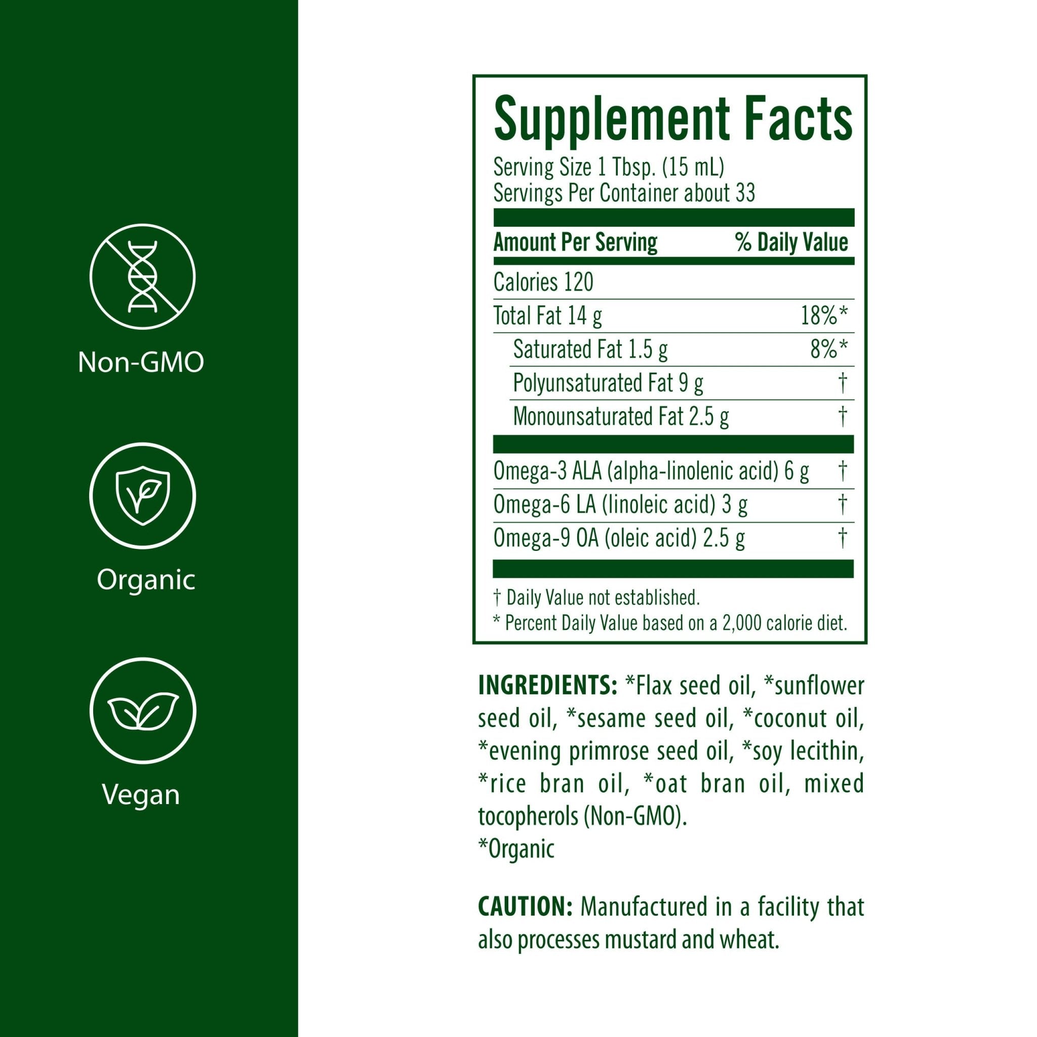 Flora - Udo's Choice Omega 369 Oil Blend, Made with Organic Flax, Sesame & Sunflower Seed Oils, Plant-Based Vegan Omega Fatty Acids, Based on Ideal 2:1:1 Ratio, 17-fl, oz. Glass Bottle - TrustMedUSA