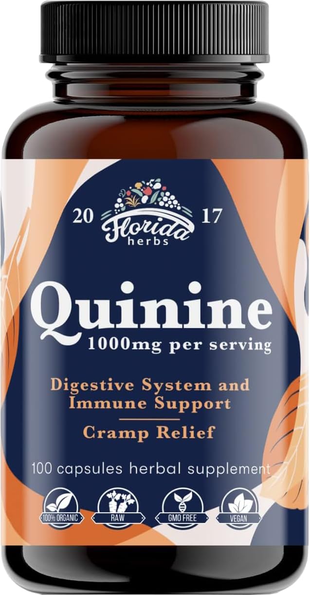 FLORIDA HERBS Quinine for Leg Cramps 1000 mg - 110 Capsules - Cinchona Bark Extract Supplement - Quinine Capsules - Vegan, Non - GMO - TrustMedUSA
