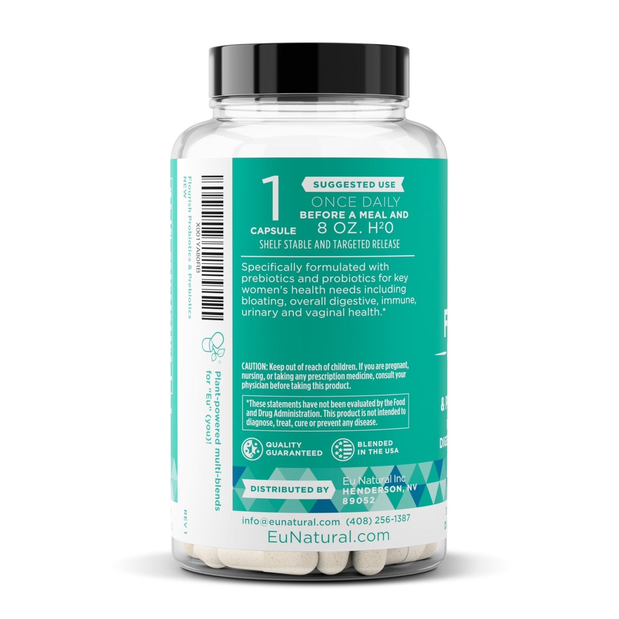 Flourish Probiotics + Prebiotics for Women - Gut and Digestion, Urinary Tract, Reduce Bloating, Vaginal Health - 18 Clinically Proven Strains, 14 Billion CFU - 30 Shelf-Stable Mini Vegan Capsules - Maple Wellness Supplements
