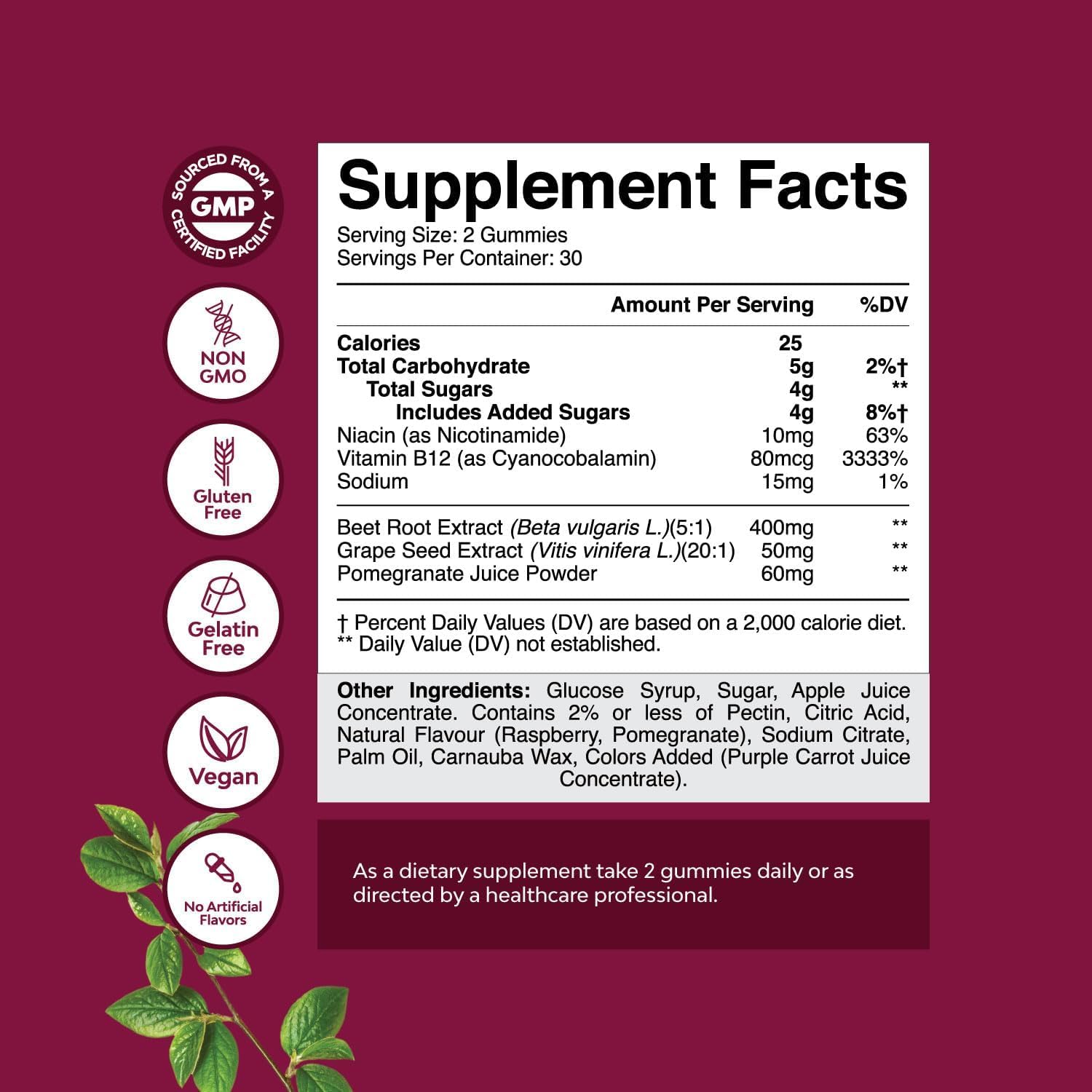 Flow Boosting Beet Root Gummies - Invigorating Beet Gummies for Adults Nitric Oxide Energy & Heart Health Support with Grapeseed Pomegranate & Vitamin B12 - Vegan Non-GMO & Gluten Free - 60 Count - TrustMedUSA