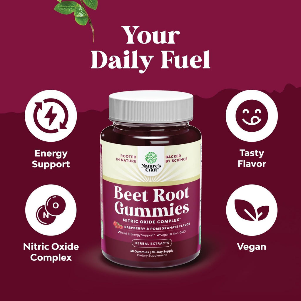 Flow Boosting Beet Root Gummies - Invigorating Beet Gummies for Adults Nitric Oxide Energy & Heart Health Support with Grapeseed Pomegranate & Vitamin B12 - Vegan Non-GMO & Gluten Free - 60 Count - TrustMedUSA
