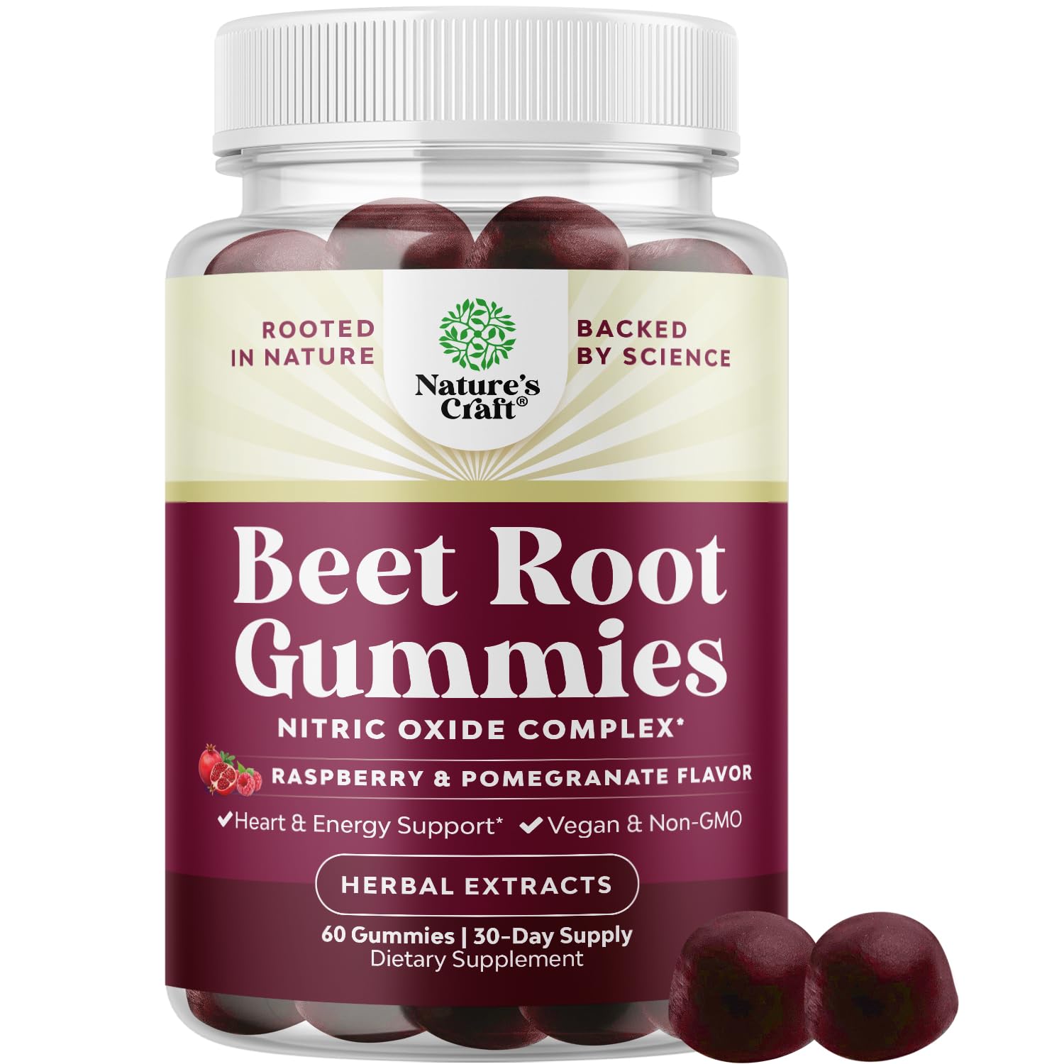 Flow Boosting Beet Root Gummies - Invigorating Beet Gummies for Adults Nitric Oxide Energy & Heart Health Support with Grapeseed Pomegranate & Vitamin B12 - Vegan Non-GMO & Gluten Free - 60 Count - TrustMedUSA