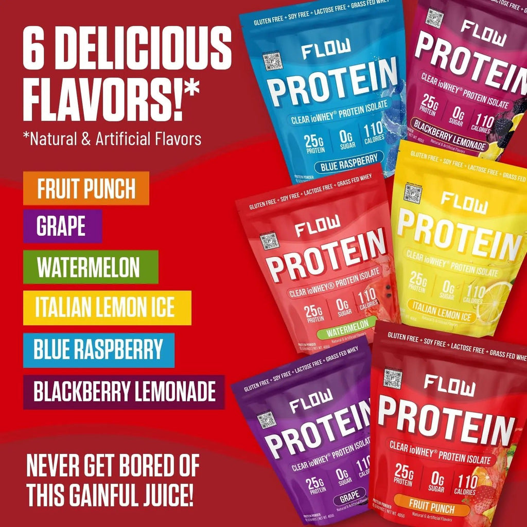 Flow Supps Clear Whey Isolate Protein Powder, Fruit Punch - 15 Servings, 25g Protein - TrustMedUSA