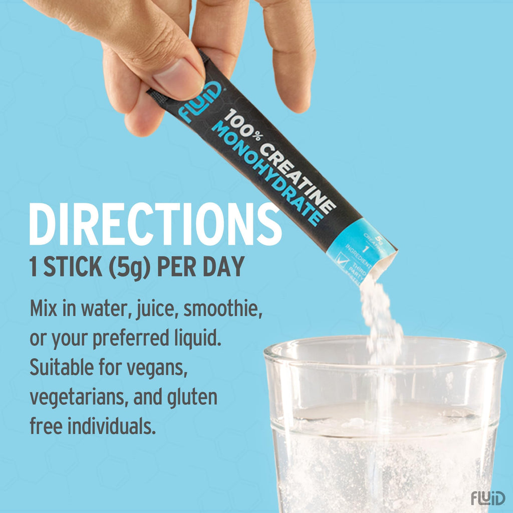 Fluid Creatine - Informed Sport Certified | Ultra-Fine Micronized 100% Creatine Monohydrate Powder | Unflavored | 5g Travel Stick Packs | 30 Servings - Maple Wellness Supplements