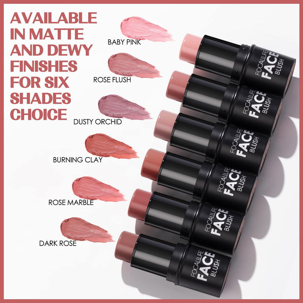FOCALLURE Cream Blush Makeup,Buildable Blush Stick for Cheeks,Matte and Dewy Finish,Long Wearing,Easy Application,Lightweight Multi Stick,ROSE FLUSH - TrustMedUSA