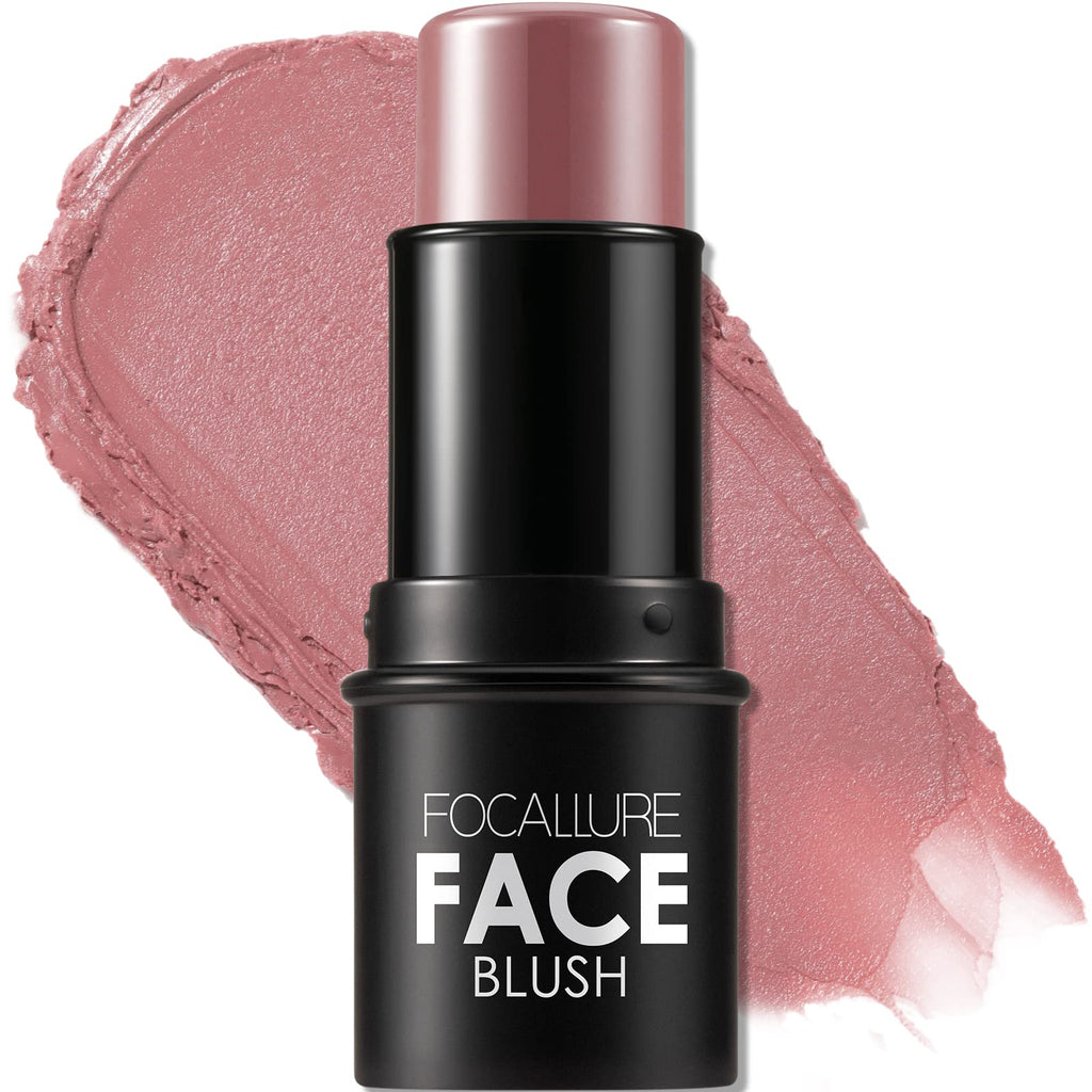 FOCALLURE Cream Blush Makeup,Buildable Blush Stick for Cheeks,Matte and Dewy Finish,Long Wearing,Easy Application,Lightweight Multi Stick,ROSE FLUSH - TrustMedUSA