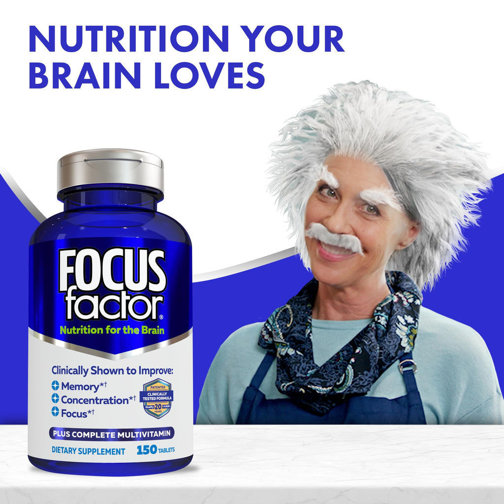 Focus Factor Nutrition for The Brain Improved Memory & Concentration Brain Supplement, 150 Count, 1 Pack (10407) - TrustMedUSA