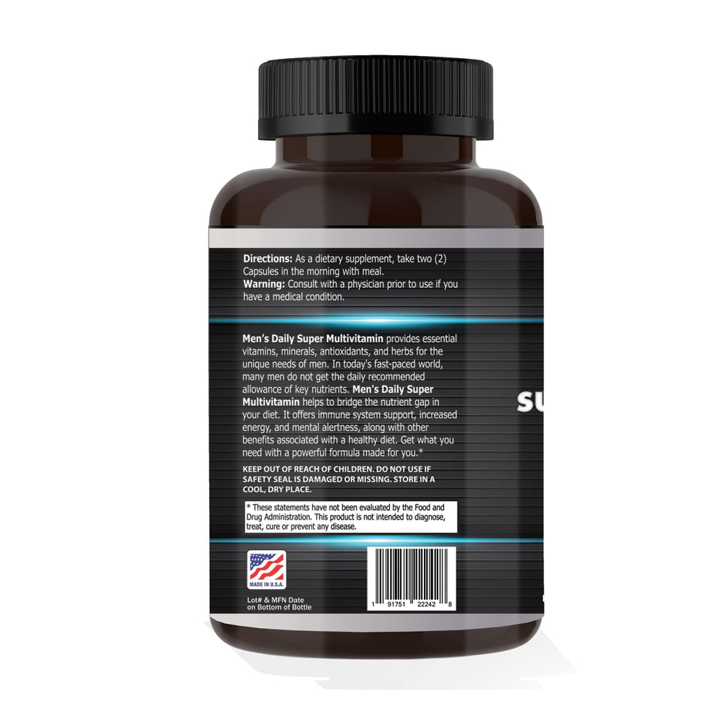 Focus Pharmacology Men's Daily Super Multi-Vitamin for Men - 60 Ct Blend of Vitamins, Minerals, Plus Herbs for Prostate Health and General Energy/Focus - TrustMedUSA