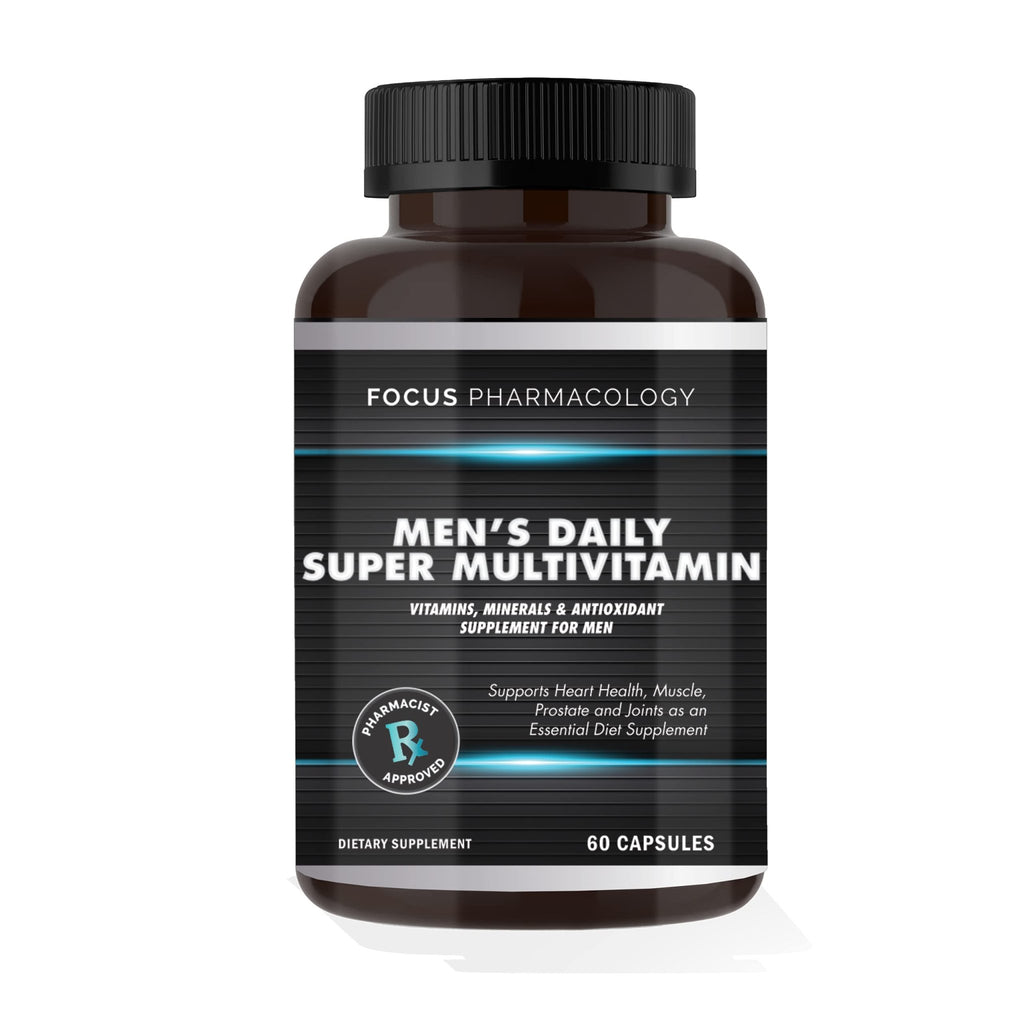 Focus Pharmacology Men's Daily Super Multi-Vitamin for Men - 60 Ct Blend of Vitamins, Minerals, Plus Herbs for Prostate Health and General Energy/Focus - TrustMedUSA