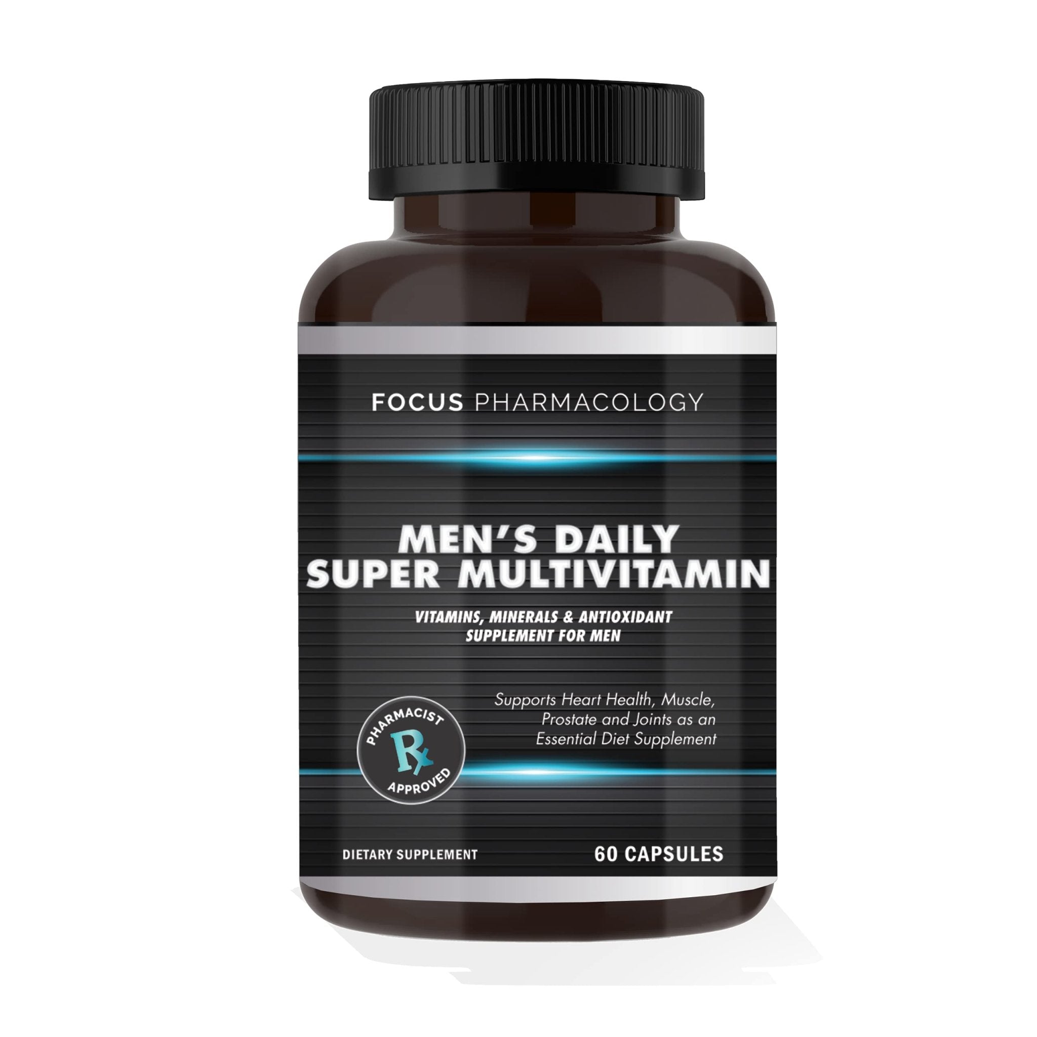 Focus Pharmacology Men's Daily Super Multi-Vitamin for Men - 60 Ct Blend of Vitamins, Minerals, Plus Herbs for Prostate Health and General Energy/Focus - TrustMedUSA