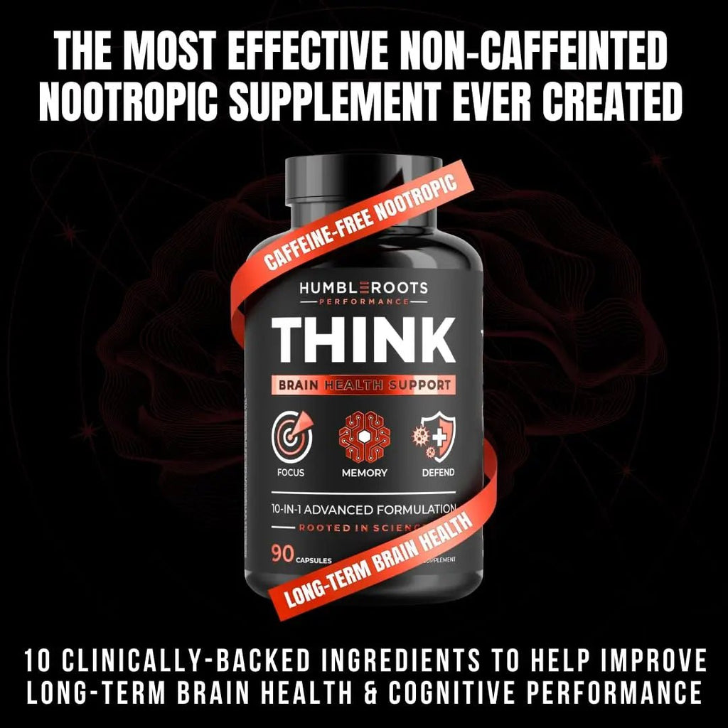 FOCUS + THINK Nootropic Brain Supplement Bundle - Energy, Memory & Focus Support - Caffeine + Caffeine-Free Cognitive Stack with Lion's Mane, Bacopa, Citicoline & L-Theanine - 2 Bottles (90 + 90 Capsu - TrustMedUSA
