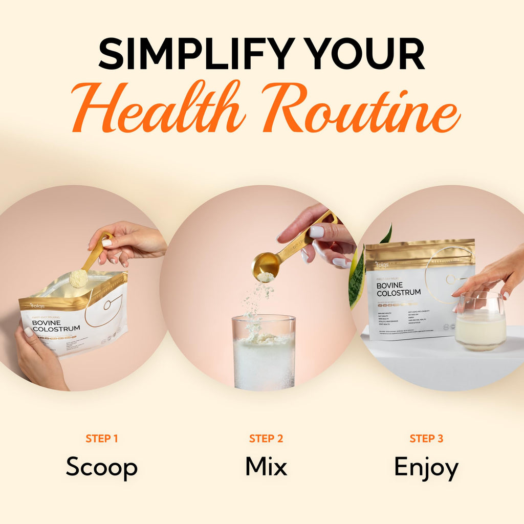 Folqs Bovine Colostrum Powder – First-Day Milking for Immune & Gut Support – 60 Servings – Supports Skin & Tissue Health – Made in USA - Amino Acids, Vitamins, Minerals – Kosher - Sustainably Sourced - TrustMedUSA