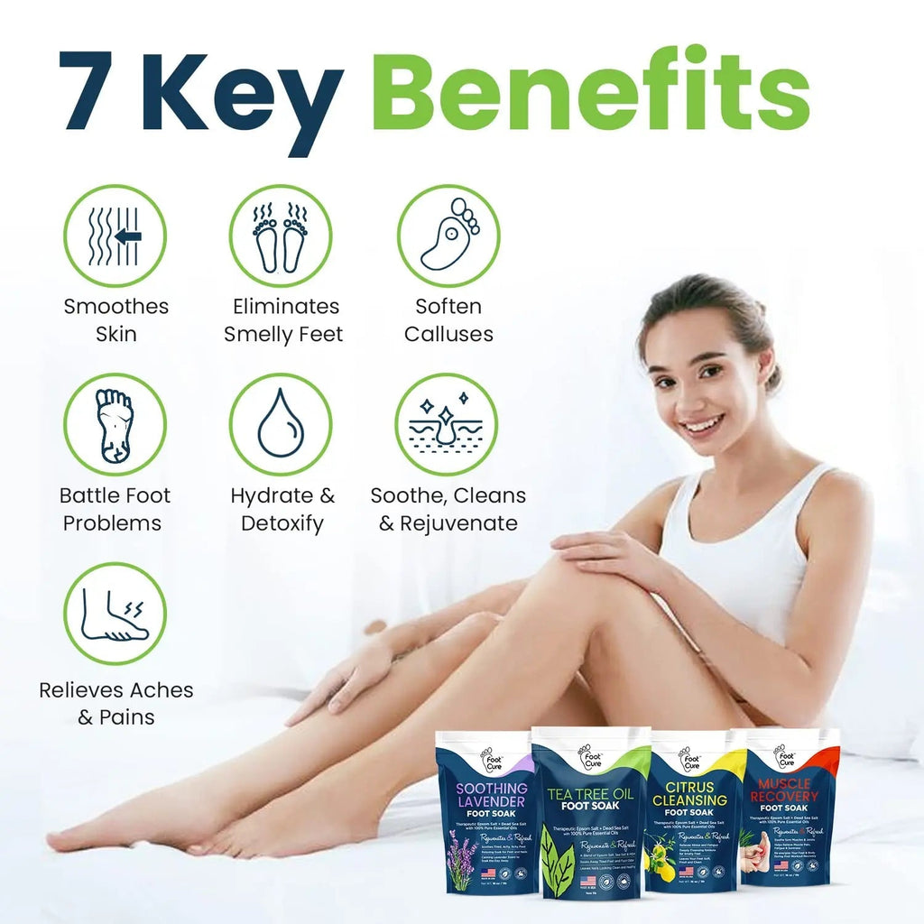Foot Soak with Epsom Salts- Variety Pack of 4- Tea Tree Oil, Muscle Relief, Calming - TrustMedUSA