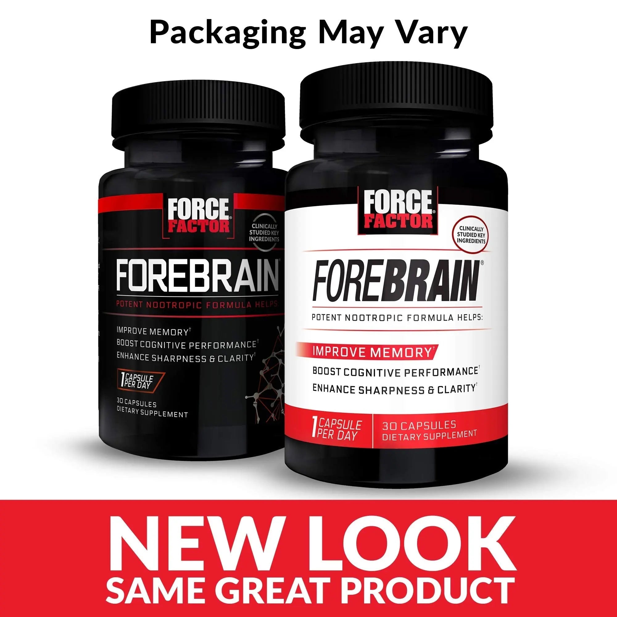 Force Factor Forebrain Nootropic Brain Supplement with Caffeine Bacopa and Huperzine A Capsules 3Pack, White, 90 Count - TrustMedUSA