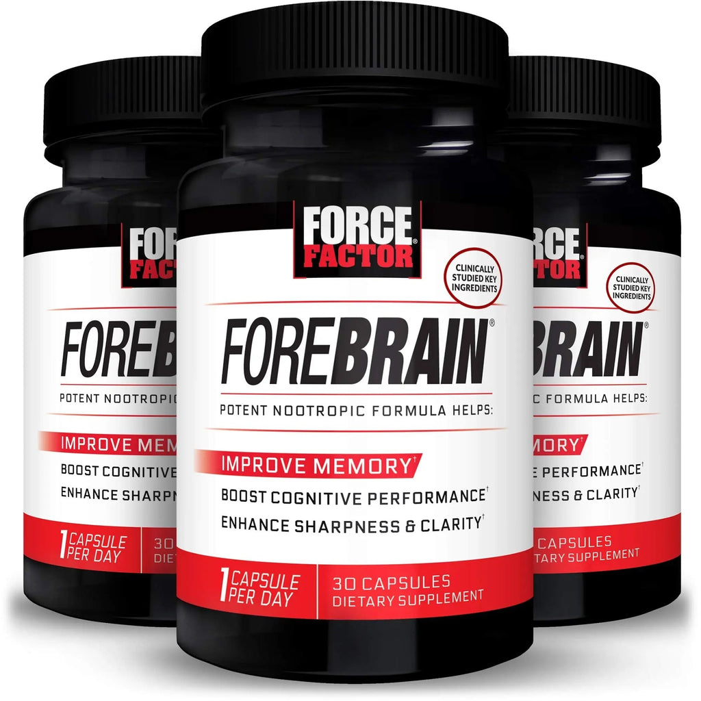 Force Factor Forebrain Nootropic Brain Supplement with Caffeine Bacopa and Huperzine A Capsules 3Pack, White, 90 Count - TrustMedUSA