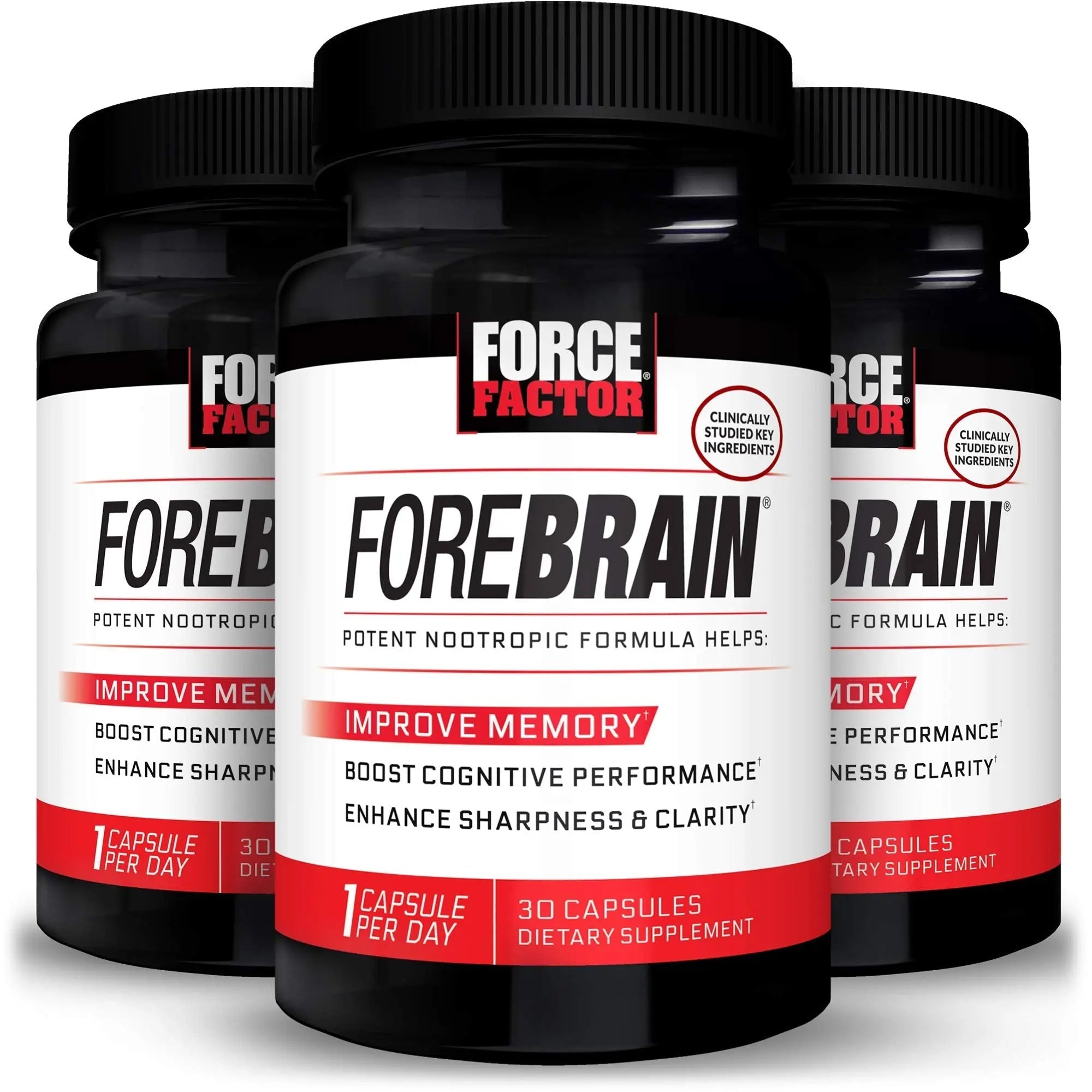 Force Factor Forebrain Nootropic Brain Supplement with Caffeine Bacopa and Huperzine A Capsules 3Pack, White, 90 Count - TrustMedUSA