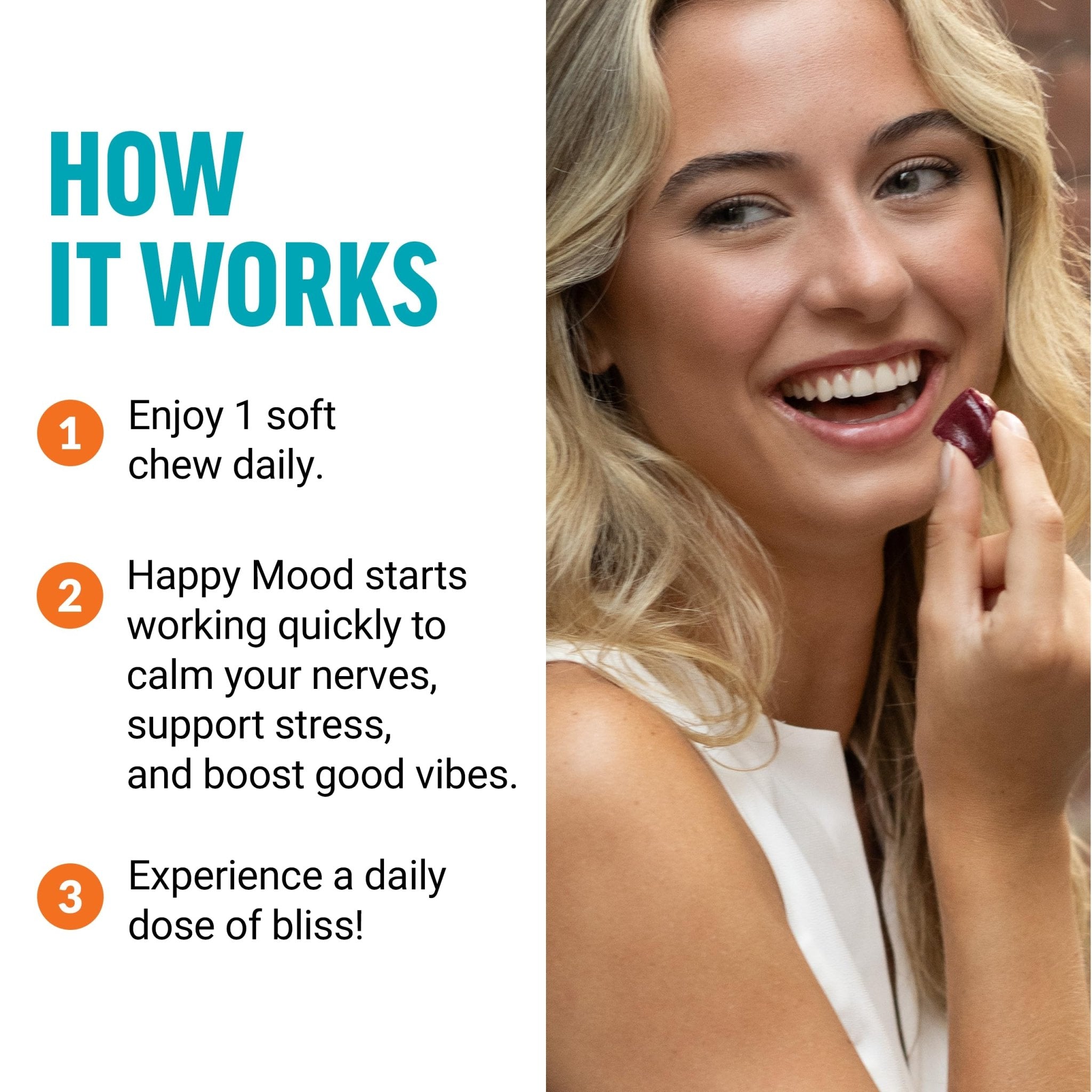 FORCE FACTOR Happy Mood, Mood Support and Mood Balance Supplement to Support Happiness, Positivity, and Stress, Made with Magnesium, Saffron, Zembrin, Non-GMO, Tropical Fruit Flavor, 30 Soft Chews - TrustMedUSA