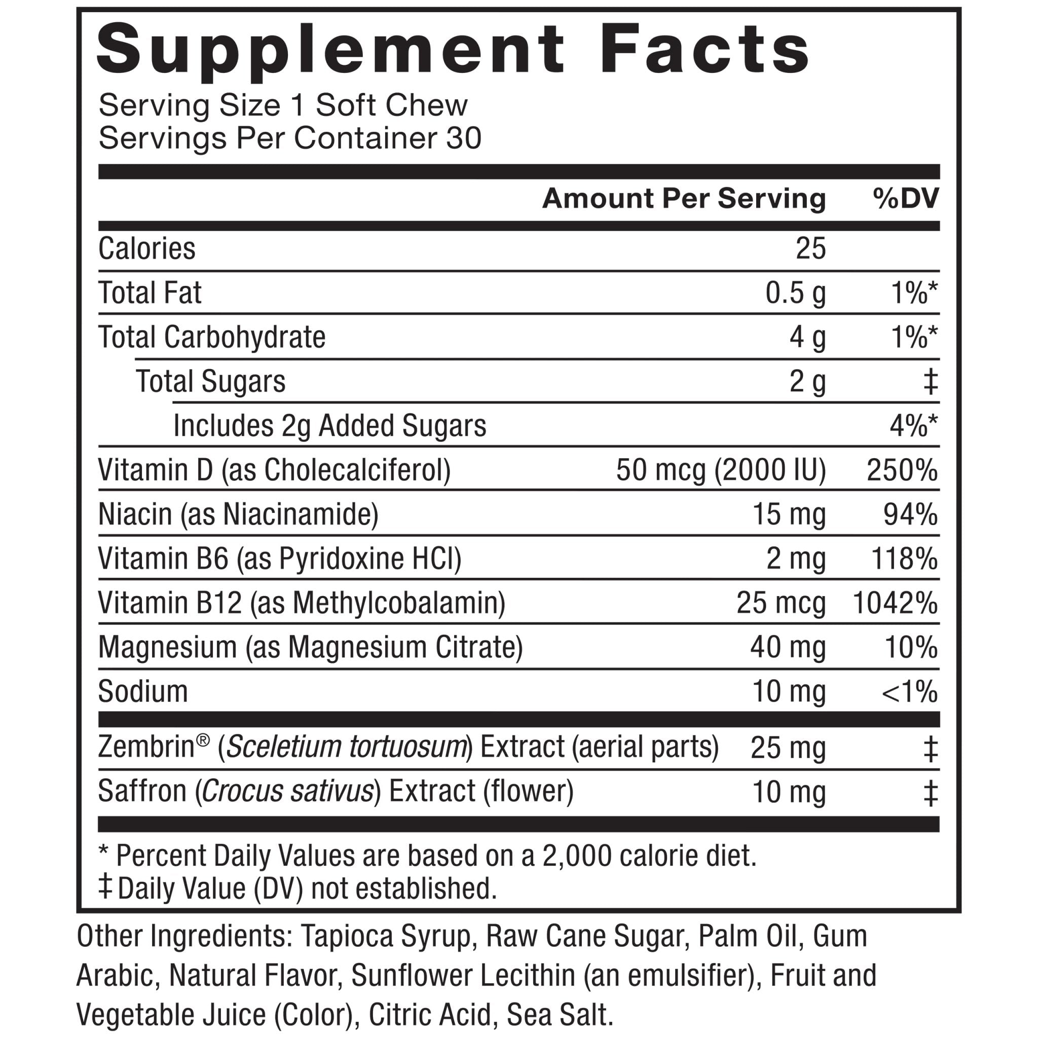 FORCE FACTOR Happy Mood, Mood Support and Mood Balance Supplement to Support Happiness, Positivity, and Stress, Made with Magnesium, Saffron, Zembrin, Non-GMO, Tropical Fruit Flavor, 30 Soft Chews - TrustMedUSA