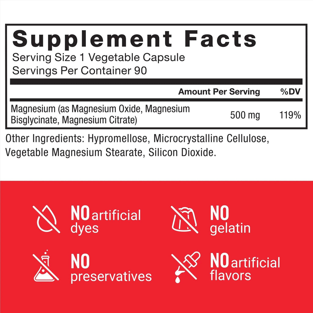 Force Factor Magnesium Complex Supplement to Support Muscles, Bones, Nerves, and Cardiovascular Health, Magnesium Glycinate, Magnesium Citrate, and Magnesium Oxide, Vegan, Non-GMO, 90 Capsules - TrustMedUSA
