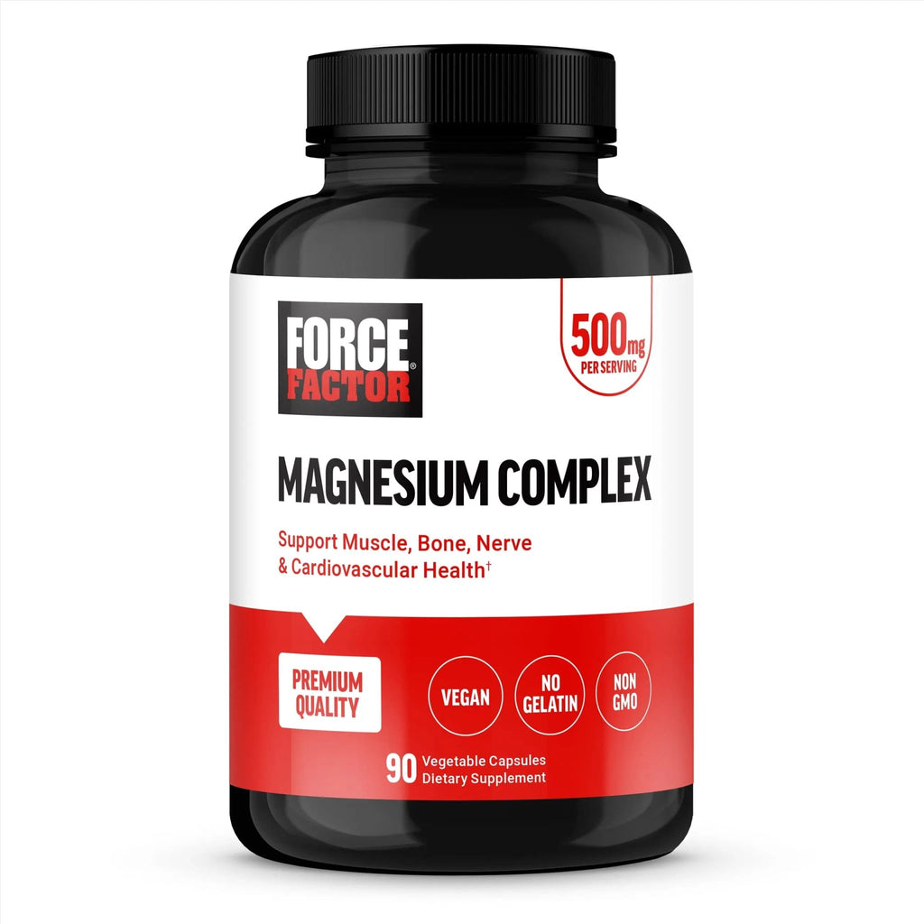 Force Factor Magnesium Complex Supplement to Support Muscles, Bones, Nerves, and Cardiovascular Health, Magnesium Glycinate, Magnesium Citrate, and Magnesium Oxide, Vegan, Non-GMO, 90 Capsules - TrustMedUSA