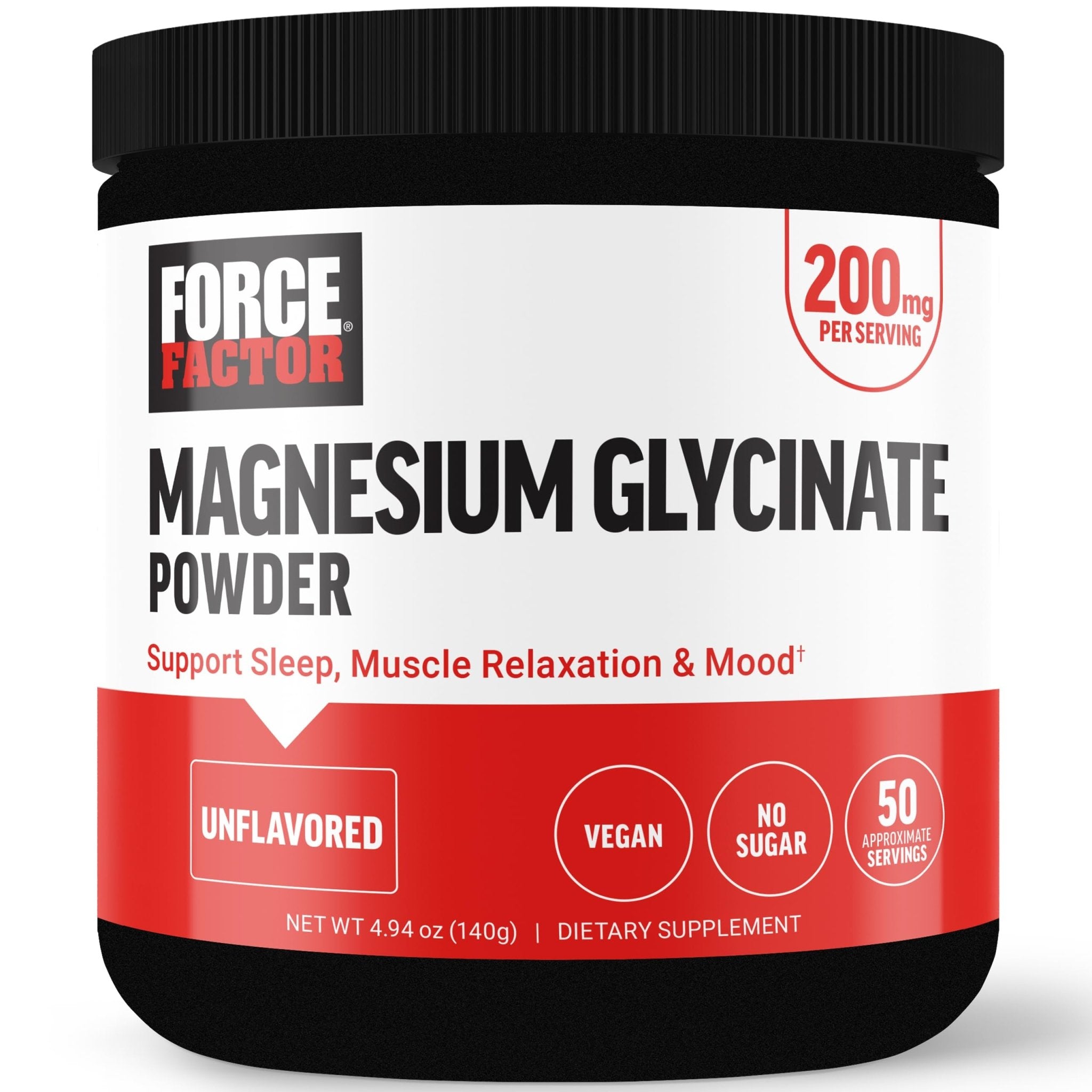 Force Factor Magnesium Glycinate 200mg, Magnesium Supplement for Women and Men to Support Sleep, Muscle Relaxation, and Mood, High Absorption, Vegan, 50 Servings - TrustMedUSA