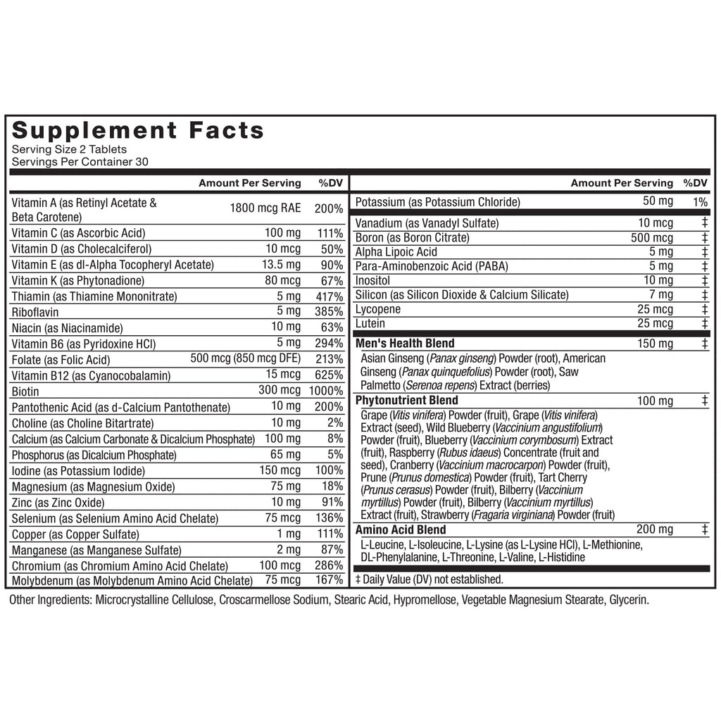 Force Factor Men’s Multivitamins, Multivitamin for Men Plus Amino Acids Supplement with 27 Vitamins and Minerals, and Phytonutrients to Support Energy, and Immunity, 60 Tablets - TrustMedUSA