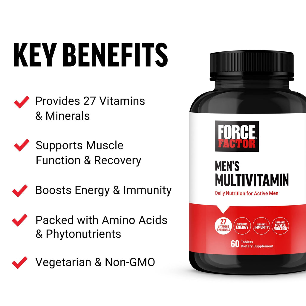 Force Factor Men’s Multivitamins, Multivitamin for Men Plus Amino Acids Supplement with 27 Vitamins and Minerals, and Phytonutrients to Support Energy, and Immunity, 60 Tablets - TrustMedUSA
