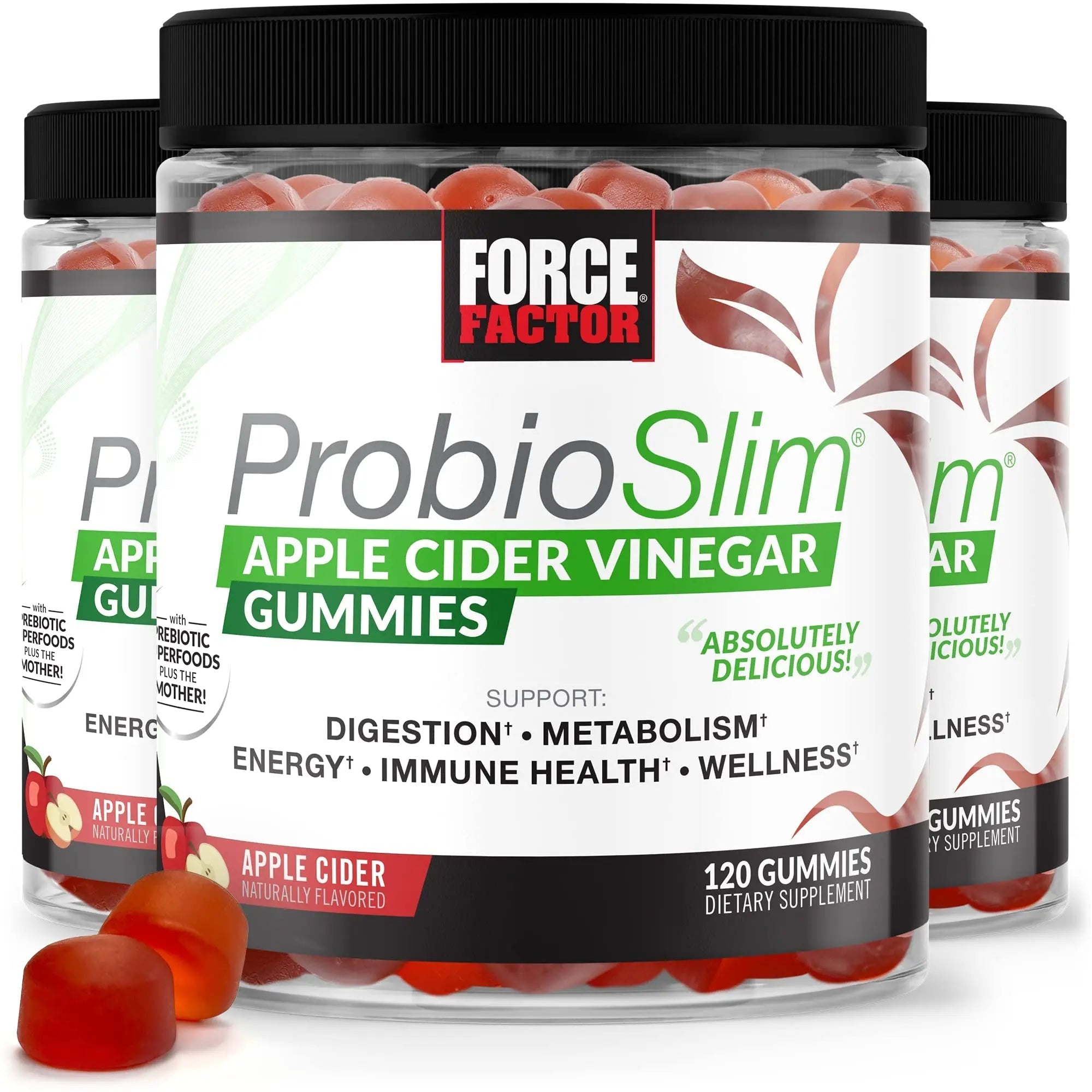 FORCE FACTOR ProbioSlim Apple Cider Vinegar Gummies, 3-Pack, with Organic Apple - TrustMedUSA