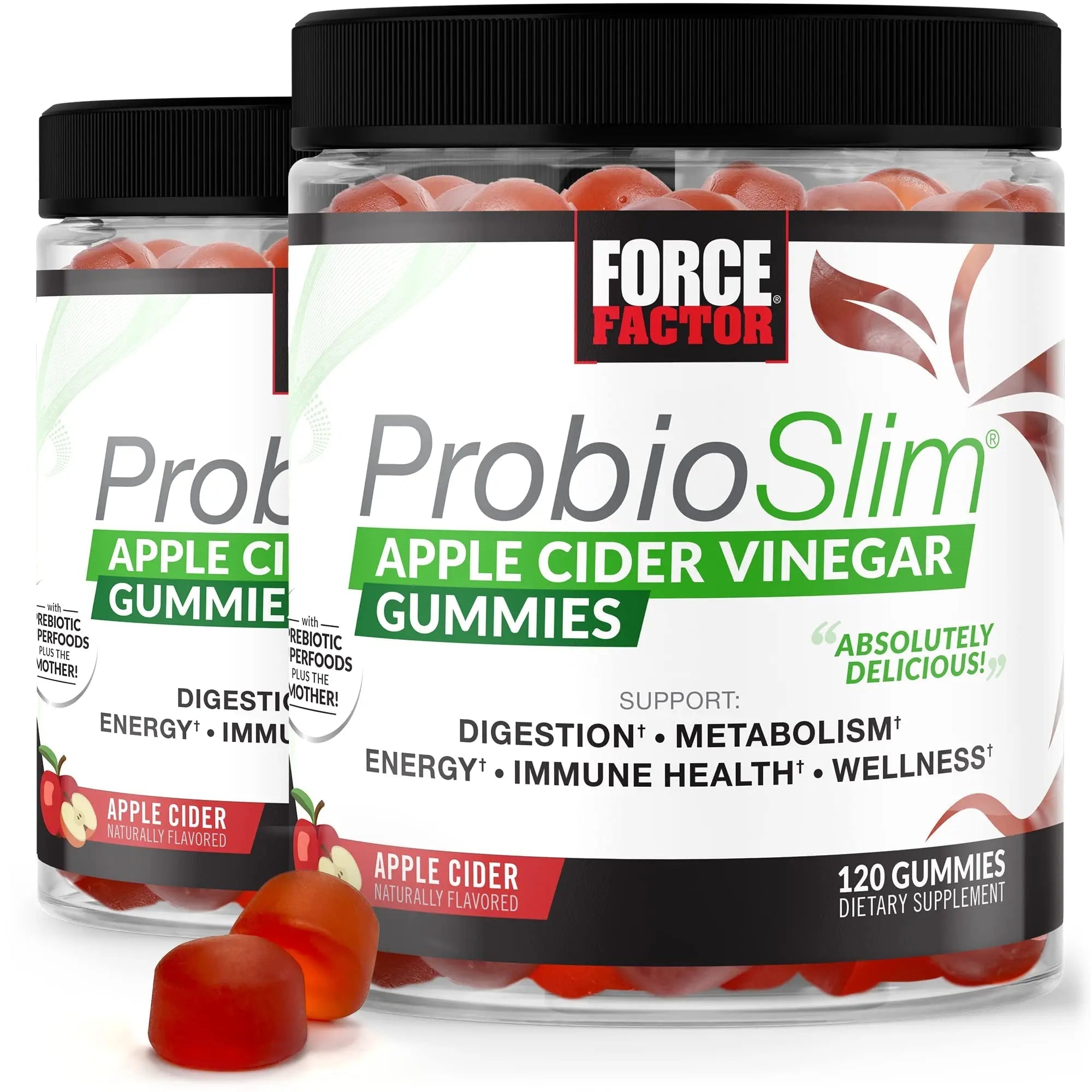 FORCE FACTOR ProbioSlim Apple Cider Vinegar Gummies Organic LactoSpore Prebiotics - TrustMedUSA