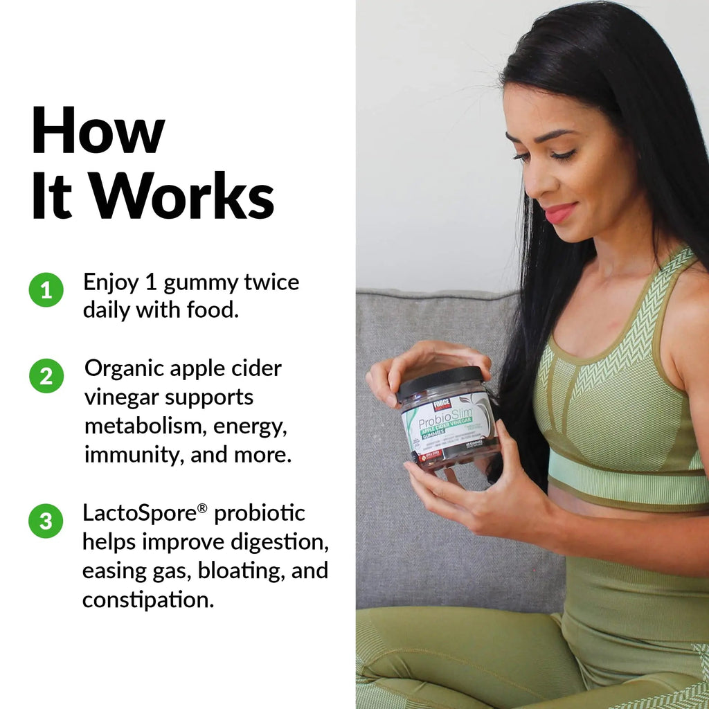 FORCE FACTOR ProbioSlim Apple Cider Vinegar Gummies Organic LactoSpore Prebiotics - TrustMedUSA