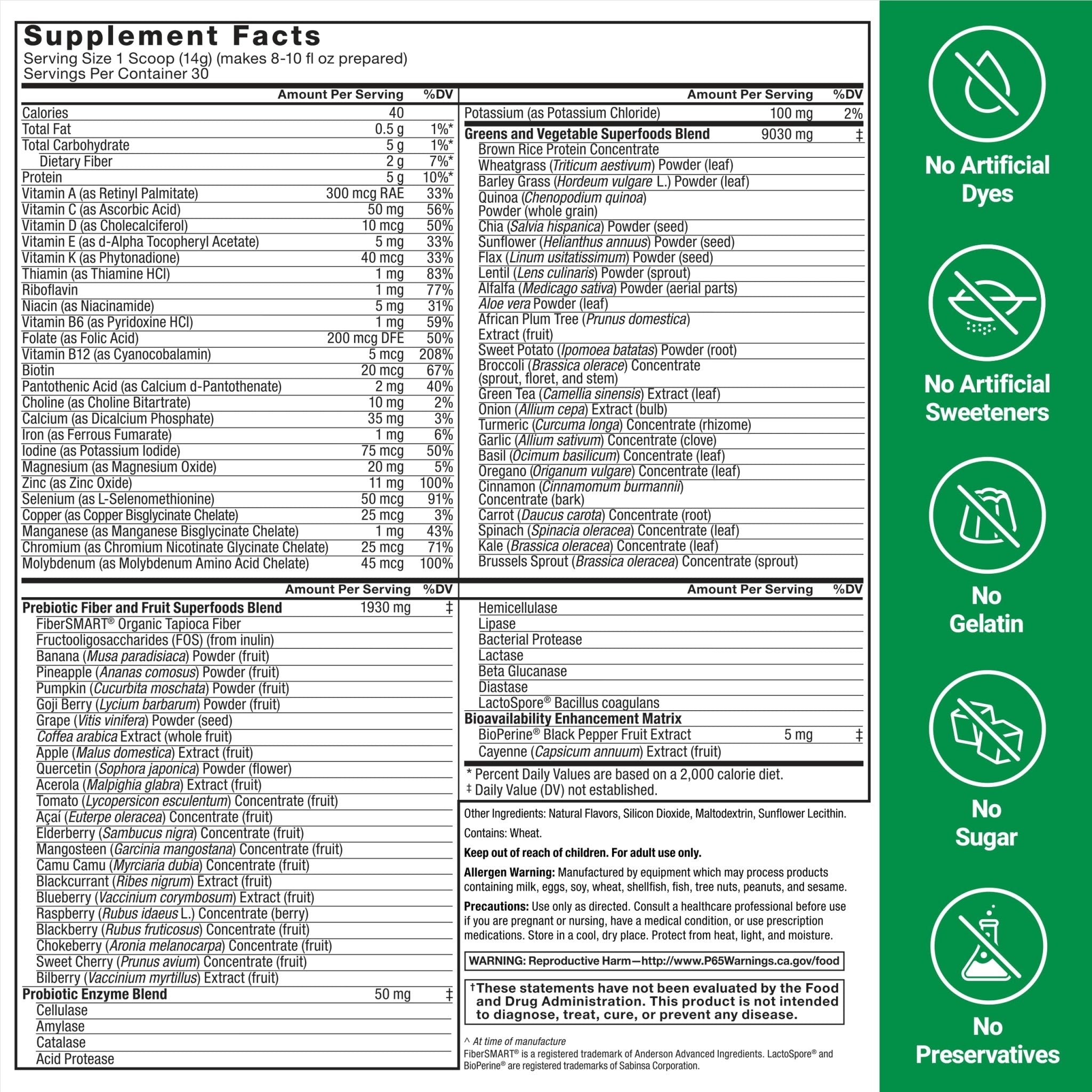 Force Factor Smarter Greens Superfoods Powder, 2-Pack, Supports Digestion and Bloating, Immunity, and Energy, Greens Powder with Probiotics, Digestive Enzymes, Antioxidants, and Fiber, 60 Servings - TrustMedUSA