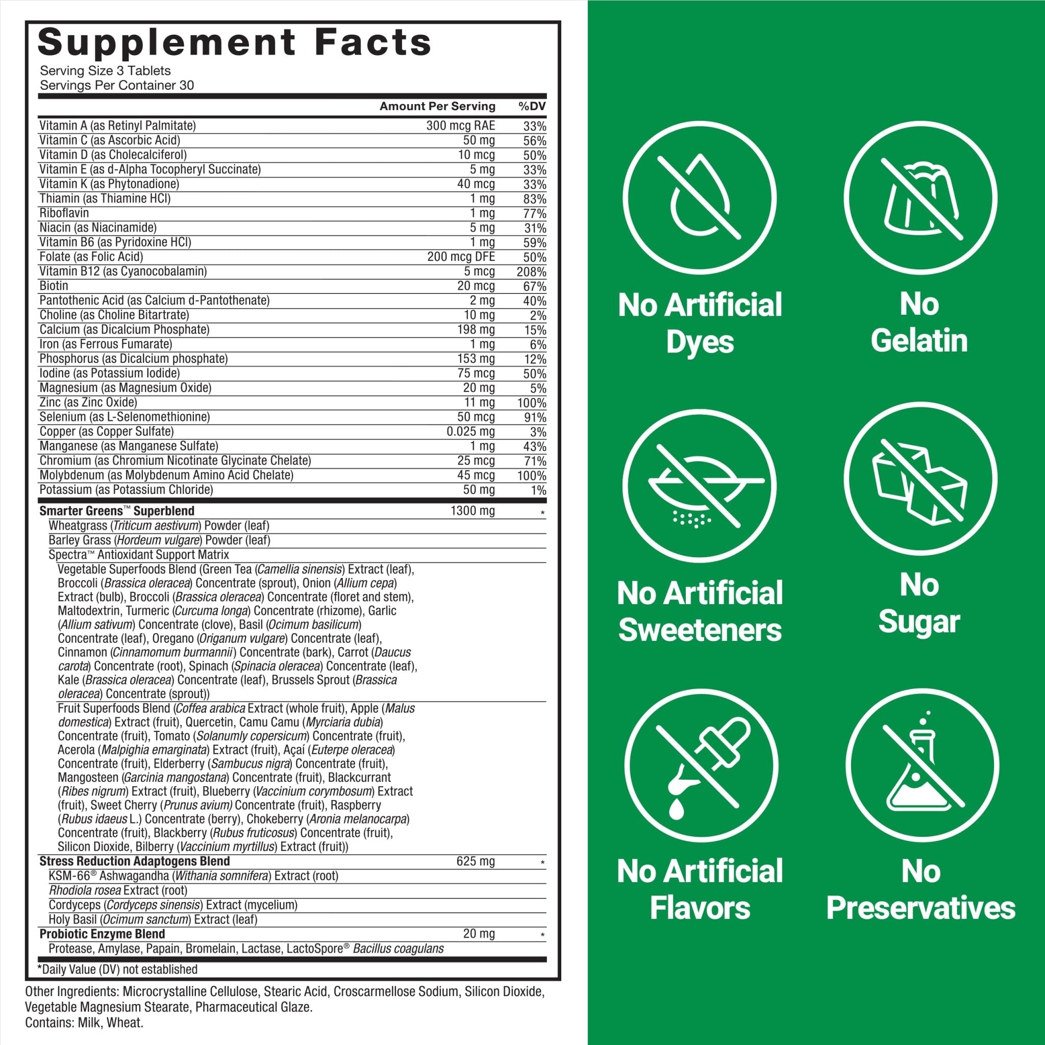 FORCE FACTOR Smarter Greens Tablets, Greens Supplement with 25+ Superfoods and Antioxidants to Improve Digestion, Reduce Stress, Strengthen Immunity, and Support Metabolism, 90 Tablets - TrustMedUSA