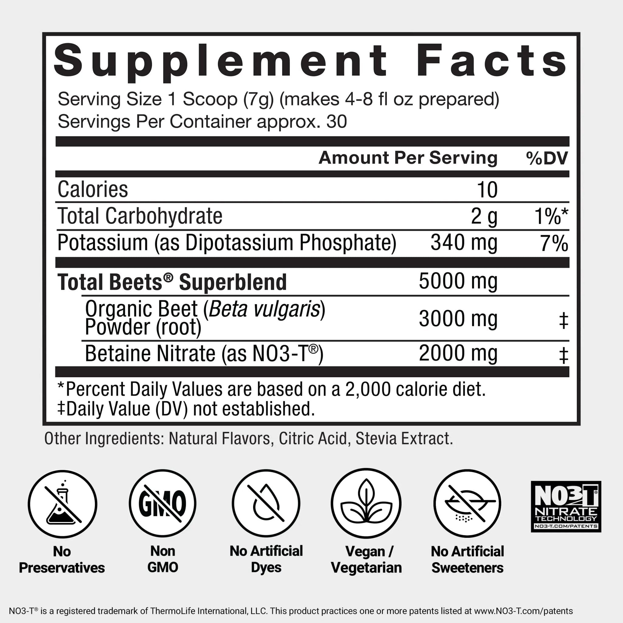 Force Factor Total Beets Drink Mix Superfood Powder with Nitrates to Support Circulation, Blood Flow, Nitric Oxide, Energy, Endurance, and Stamina - TrustMedUSA