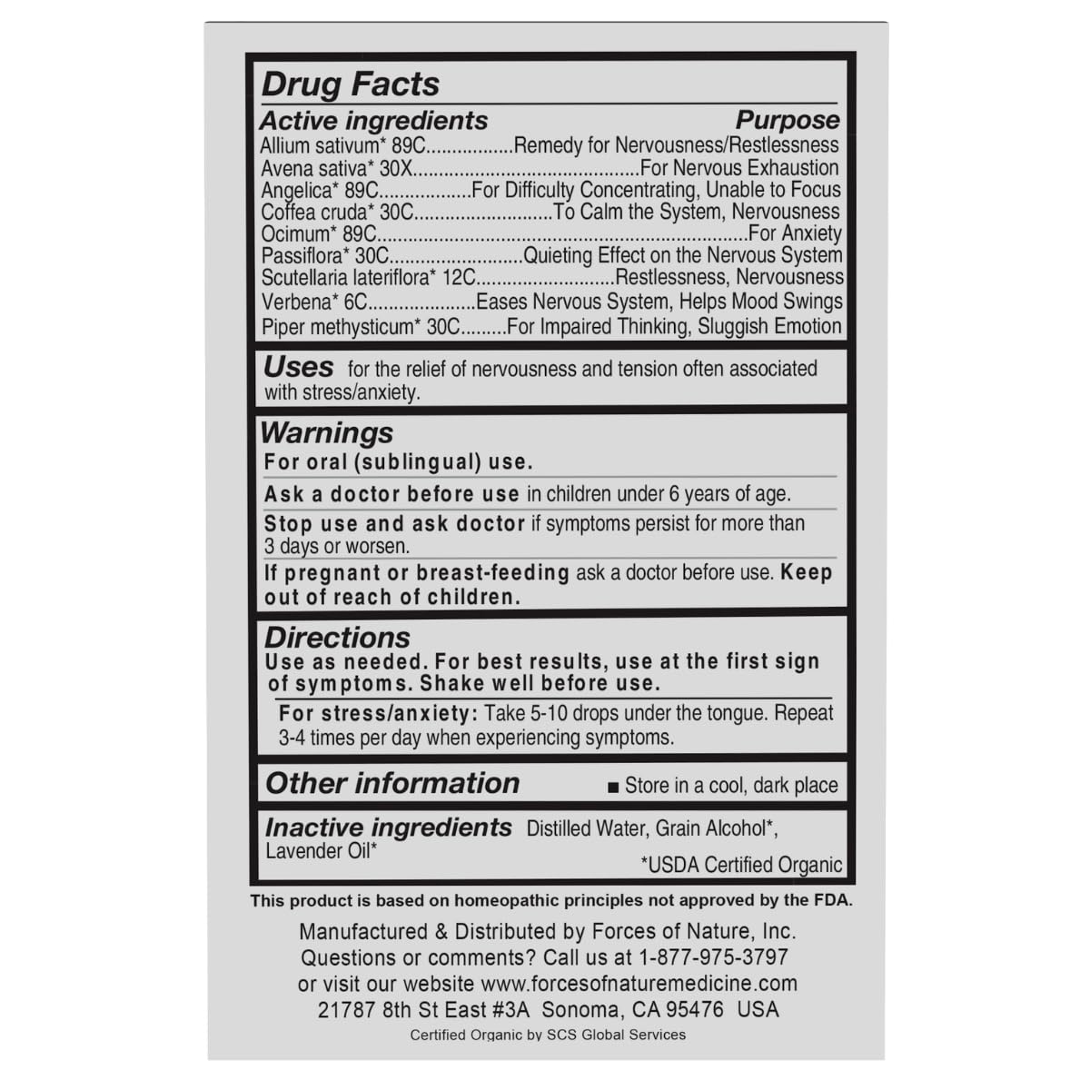 Forces of Nature Calm Mood, Organic Homeopathic Medicine, 0.34 Fl Oz, Calm Formula, Multi-Action Support from Mood Swings, Irritability, Stress & Worry - Maple Wellness Supplements
