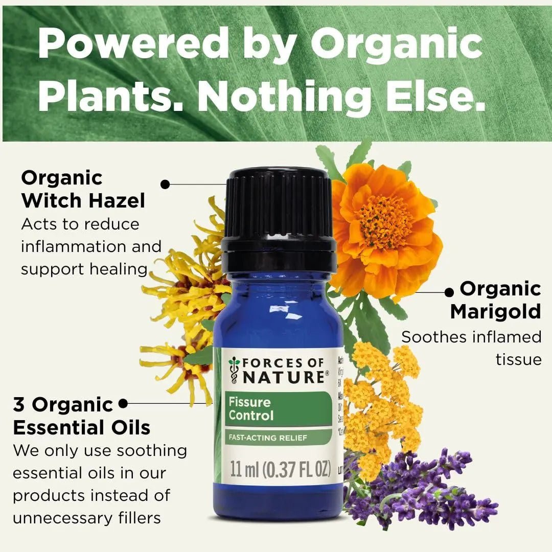 Forces of Nature Fissure Control, Organic Homeopathic Treatment with Witch Hazel for Anal Fissures, Hemorrhoid Related Irritation & Discomfort, Fast, Natural Topical Relief, 0.37 FL OZ - TrustMedUSA
