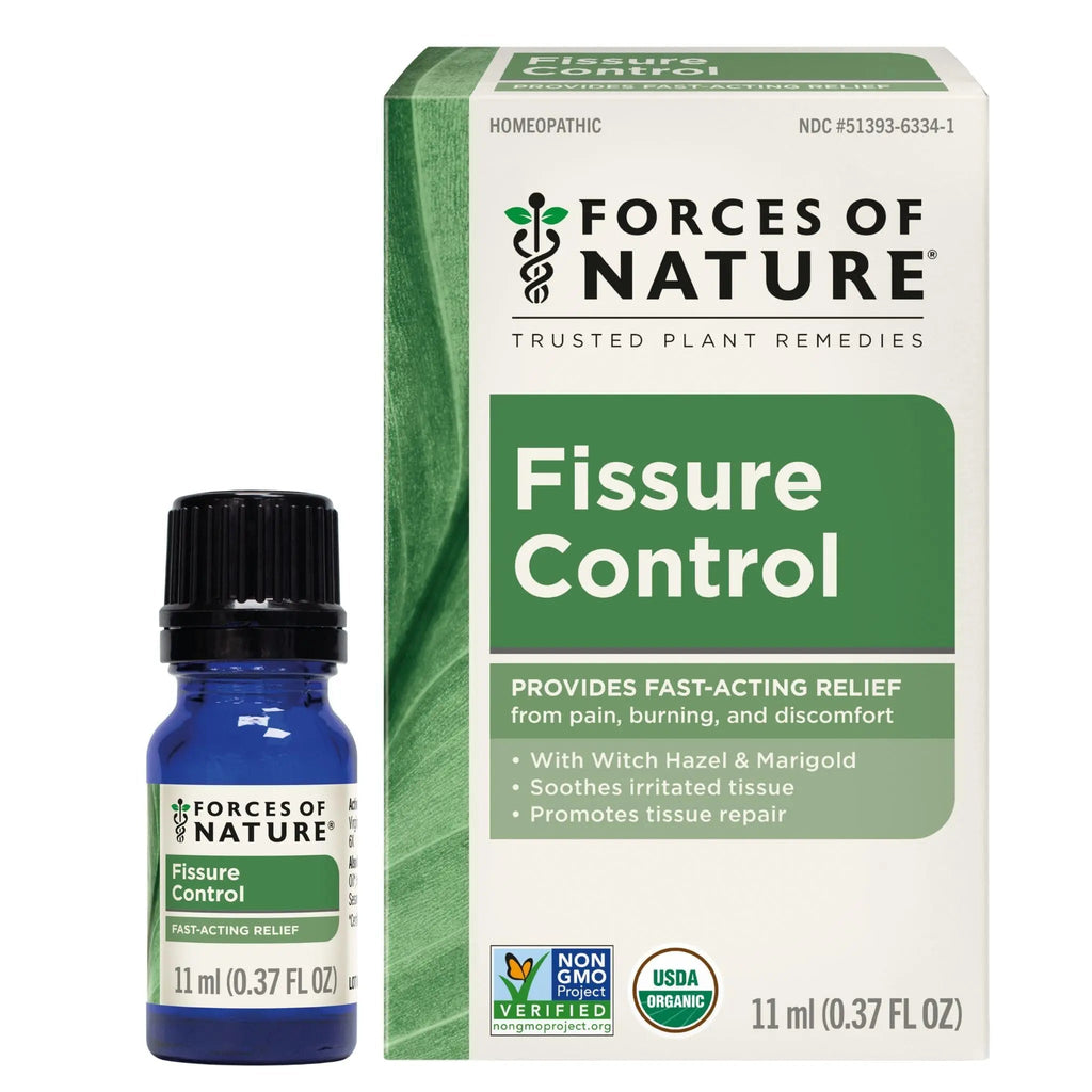 Forces of Nature Fissure Control, Organic Homeopathic Treatment with Witch Hazel for Anal Fissures, Hemorrhoid Related Irritation & Discomfort, Fast, Natural Topical Relief, 0.37 FL OZ - TrustMedUSA