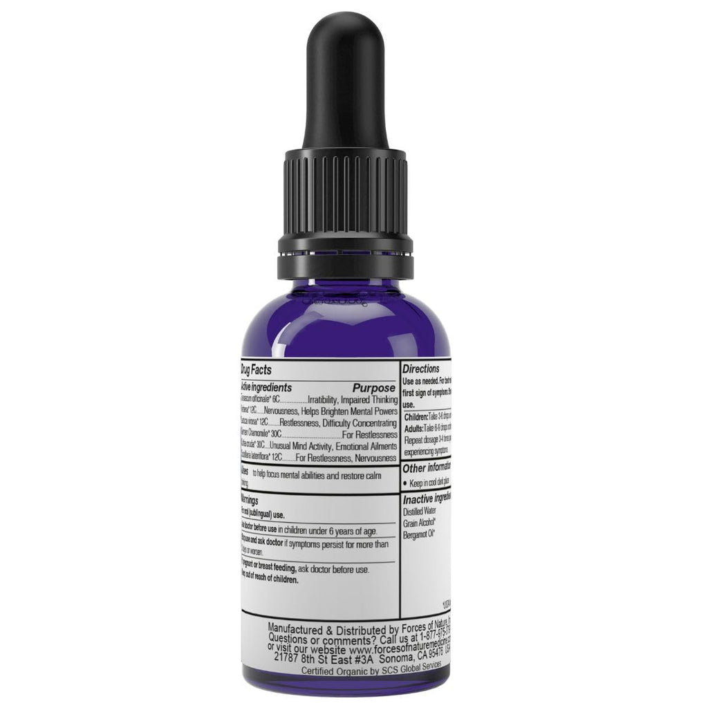 Forces of Nature Focus Supplement, Focus More Homeopathic Medicine, Nootropics Brain Support Supplement, Helps Memory & Concentration, 1 fl oz - TrustMedUSA