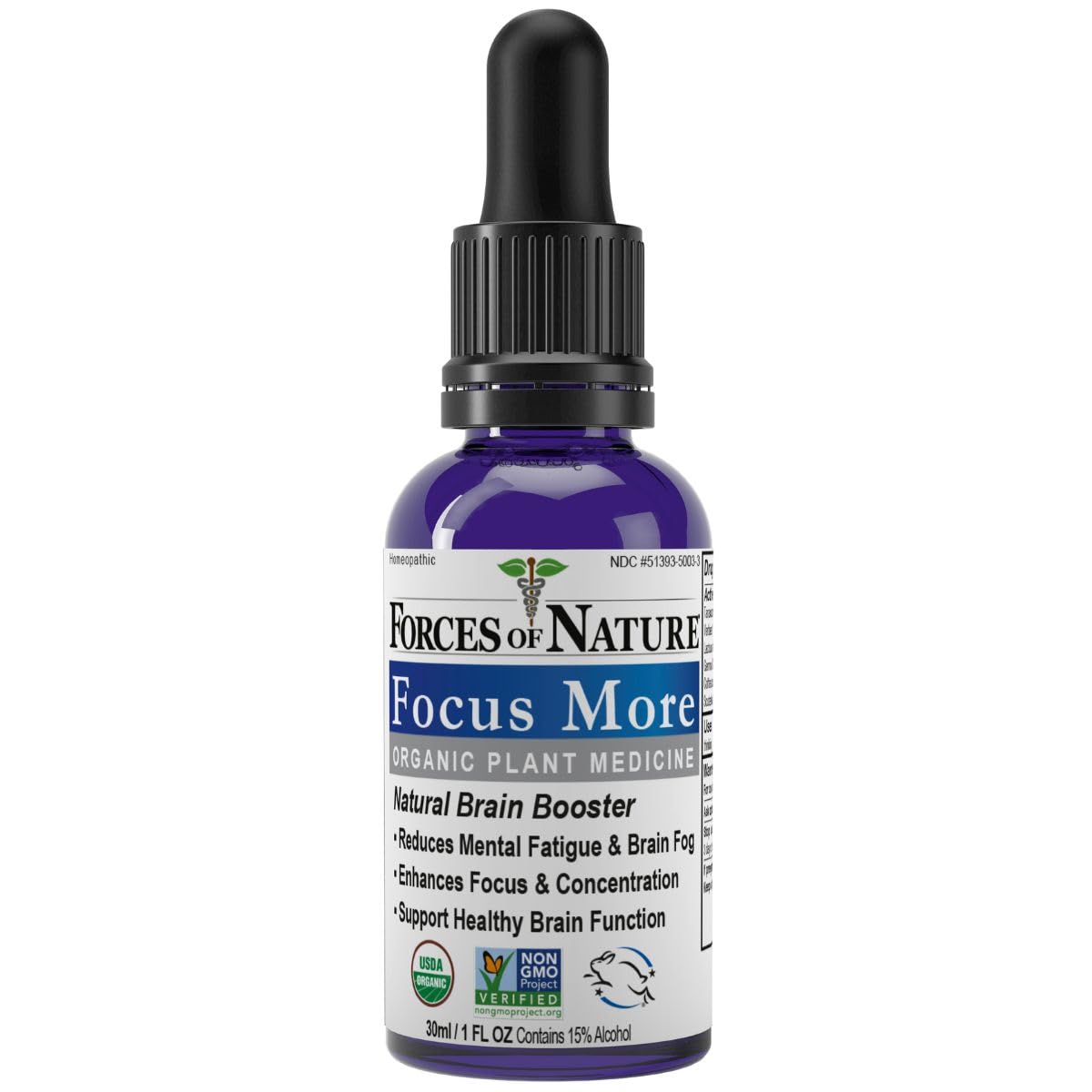 Forces of Nature Focus Supplement, Focus More Homeopathic Medicine, Nootropics Brain Support Supplement, Helps Memory & Concentration, 1 fl oz - TrustMedUSA