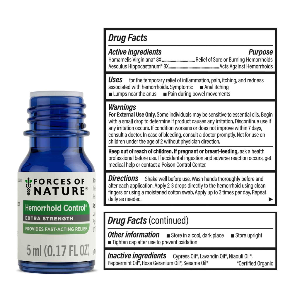 Forces of Nature Hemorrhoid Control Extra Strength (5ml) + Organic Fissure Care (5ml) | Virtual Bundle - TrustMedUSA